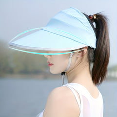 Wide Brim Ponytail Visor Hat UV Protection Sun Hat