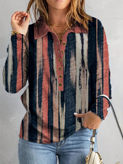Stripe Print Long Sleeve Workwear Top