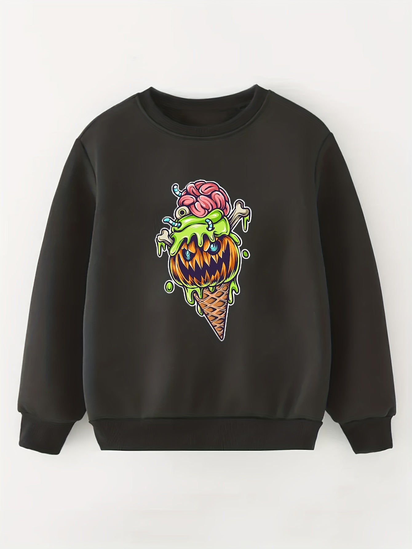 Halloween Bear Graphic Girls Sweatshirt Casual Comfort Fit Kids Pullover