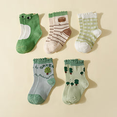 5pairs Baby Boys Kids Animal Plant Pattern Socks Toddler Children's Socks