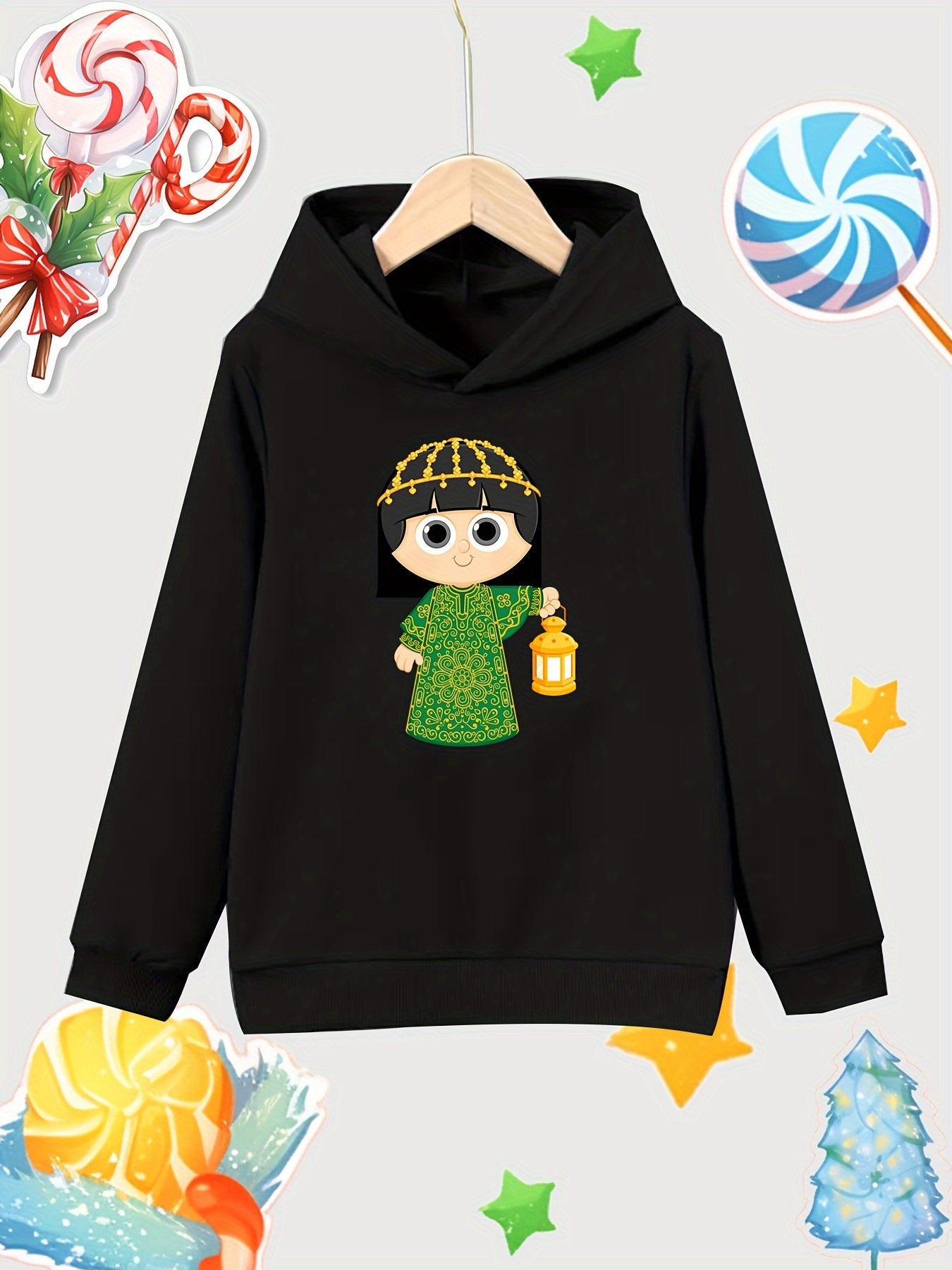Girl Lantern Print Hooded Sweatshirt