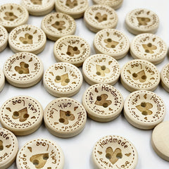 50pcs Heart Wood Buttons Sewing Scrapbooking Wooden Decorative