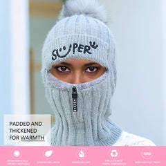 Women's Knitted Ear Protection Warm Hat with Fleece Lining