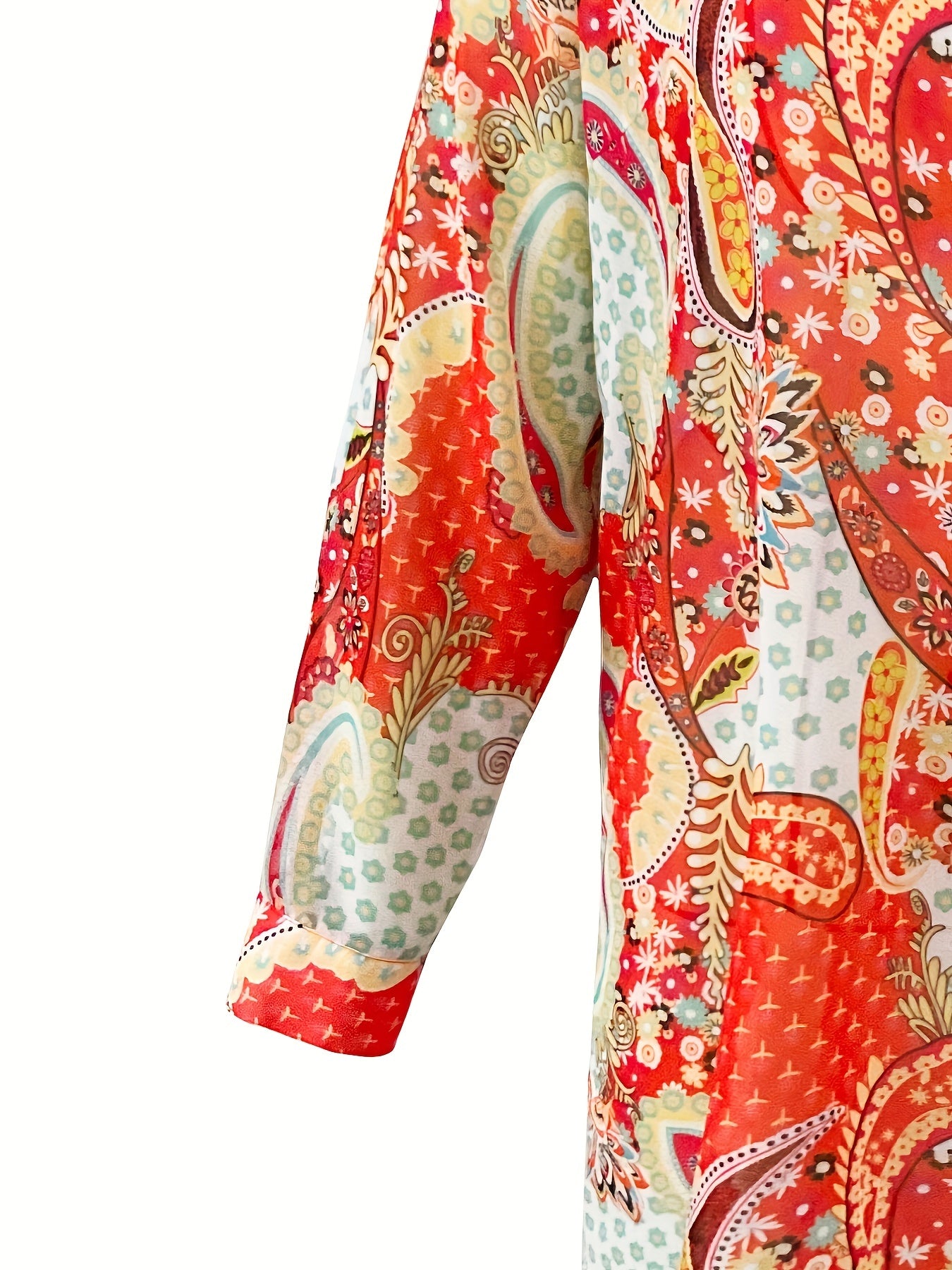 Paisley Floral Print Boho Blouse Plus Size