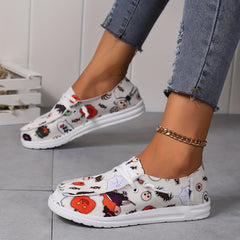 Halloween Pumpkin Skeleton Skate Shoes