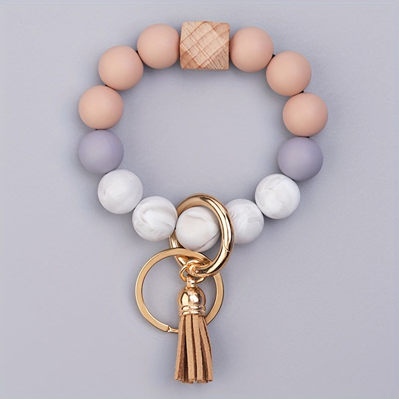 Silicone Bracelet Keychain with Tassel Ornament