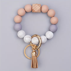 Silicone Bracelet Keychain with Tassel Ornament