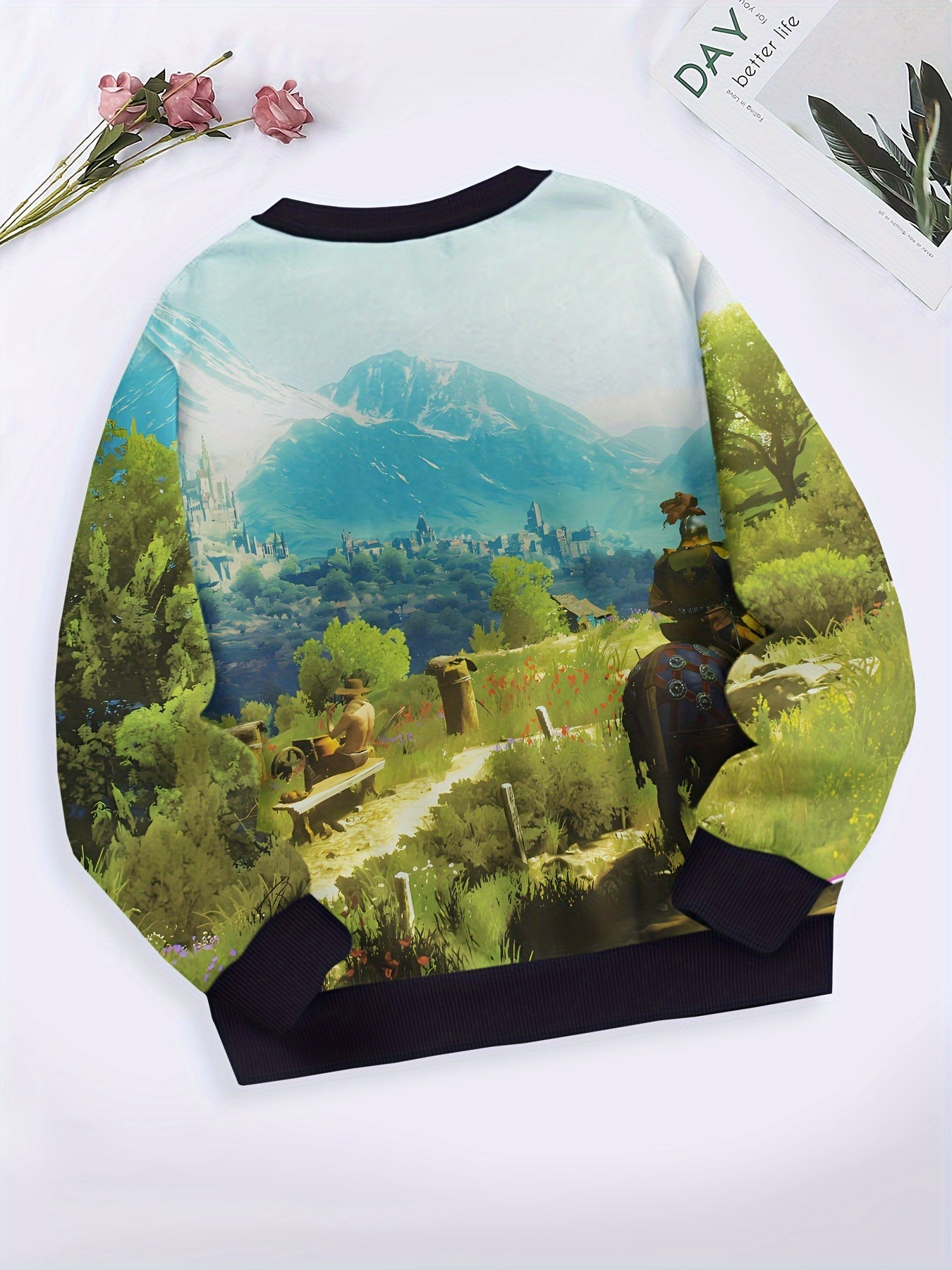Tranquil City Graphic Crew Neck Sweatshirt For Sports Gift