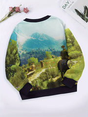 Tranquil City Graphic Crew Neck Sweatshirt For Sports Gift