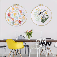 2pcs Stamped Embroidery Starter Kit DIY Hand Embroidery Fabric Threads Sewing