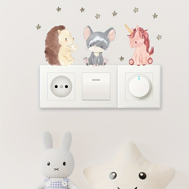 6pcs Kids Room Cartoon Animal Stickers for Fun Decor