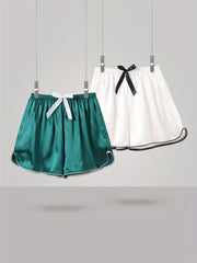 2 Sets Bow Satin Sleep Shorts Women's Sleepwear