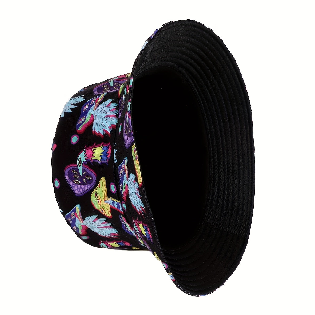 Mushroom Print Reversible Bucket Hat Vintage Sunscreen Basin Hat