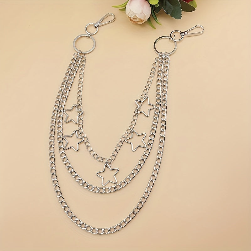 Star 3-Layer Waist Chain Decorative Pant Chain Jeans Trouser Chains