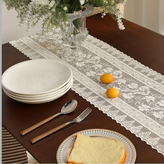 Polyester Lace Hollow Table Runner with Tassel - Room Decor