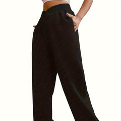 Solid Fleece Lined Sweatpants for Women