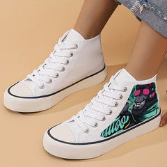 Punk Print Lightweight High Top Canvas Sneakers