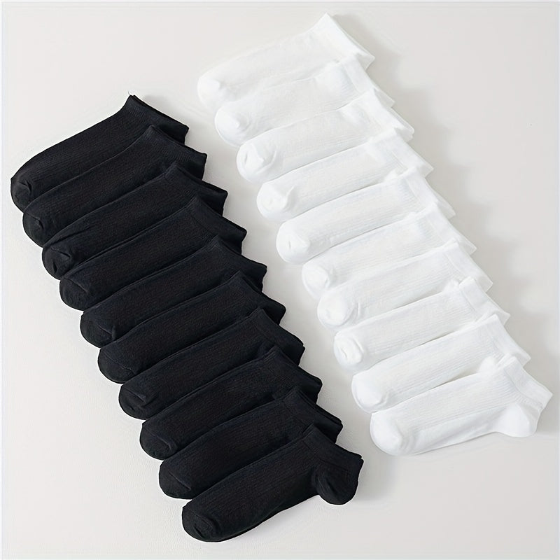 20 Pairs Women's Soft Ankle Socks Solid Color Comfy Stockings & Hosiery