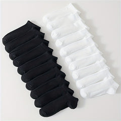 20 Pairs Women's Soft Ankle Socks Solid Color Comfy Stockings & Hosiery