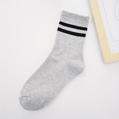 6-Pair Striped Crew Socks for Women Comfy & Breathable Sports Stockings