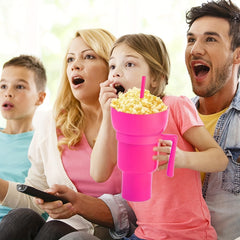 Multifunctional Double Layer Water Cup With Popcorn Tray 1000ml