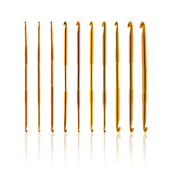 10pcs Double Ended Alumina Crochet DIY Knitting Tools Golden Aluminum Crochet