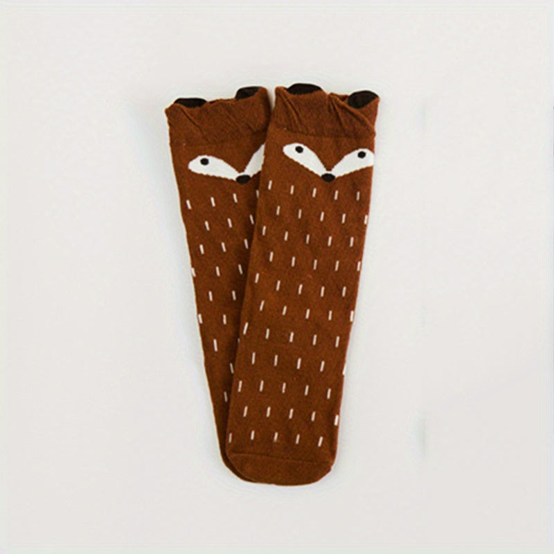Cute Fox High Socks for Kids - Elastic and Breathable Leg Warmers