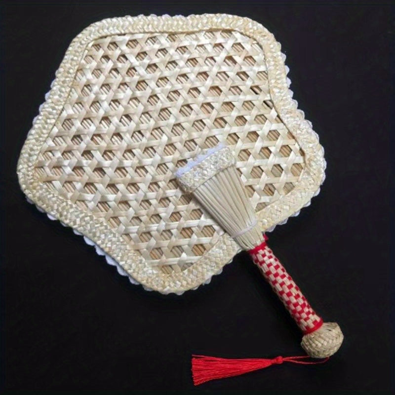 Vintage Woven Fan Handheld Portable Chinese Style Cattail Fan