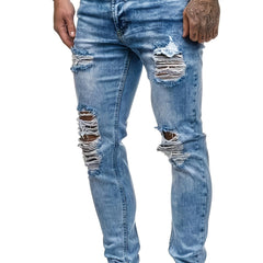 Men's Slim Fit Ripped Jeans Distressed Stretch Denim Pants