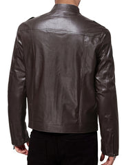 Men's PU Biker Jacket Zip Up Lapel Faux Leather Jacket