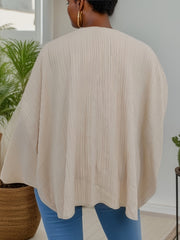 Casual Blouse Women's Ribbed Bat Sleeve V Neck Loose Blouse