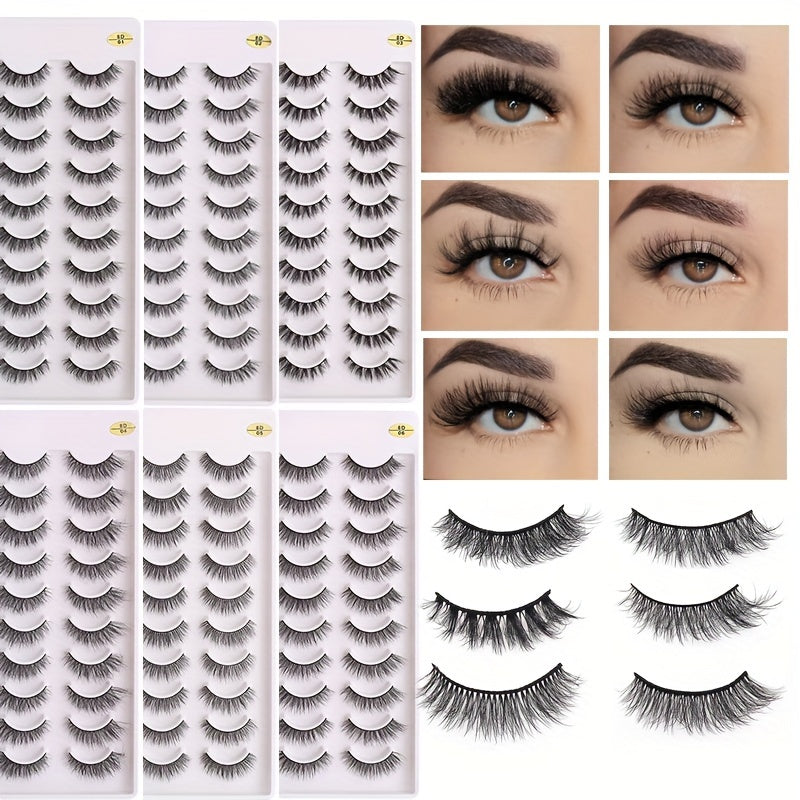 10 Pairs Fluffy False Eyelashes Dramatic 8D Faux Mink Eyelashes