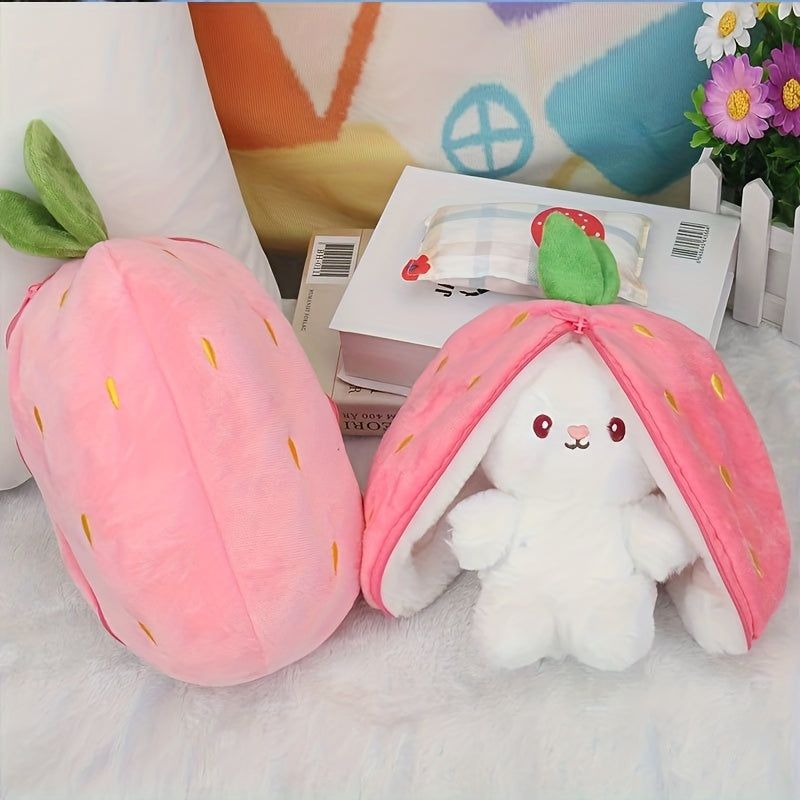 Reversible Bunny Pillow Plush With Zipper Perfect Birthday Christmas Year Gift