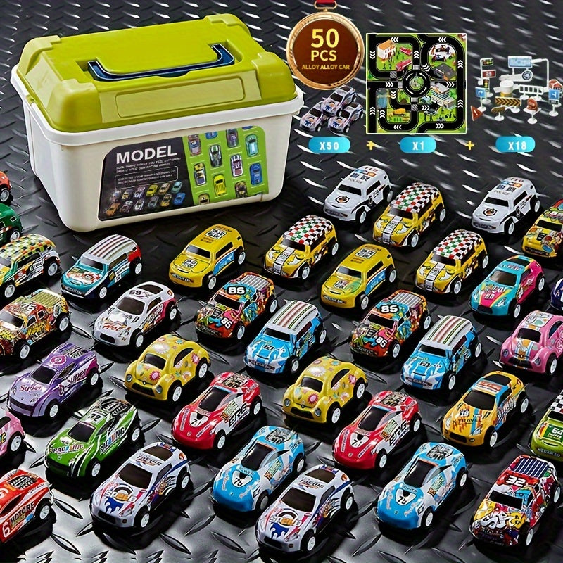50pcs Mini Alloy Car Tiny Car Pull Back Car Sliding Car Toy Gift For Kids