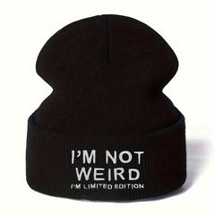 Y2K Gothic I'M NOT WEIRD Knitted Beanie Hat for Outdoor Activities