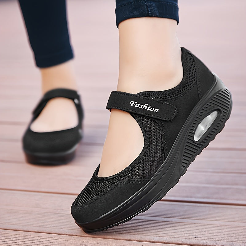 Women's Hook & Loop Fastener Backless Walking Shoes Breathable Sneakers