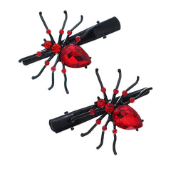 Gothic Skull Hair Clip Red Crystal Spider Web Hairpins 6pcs