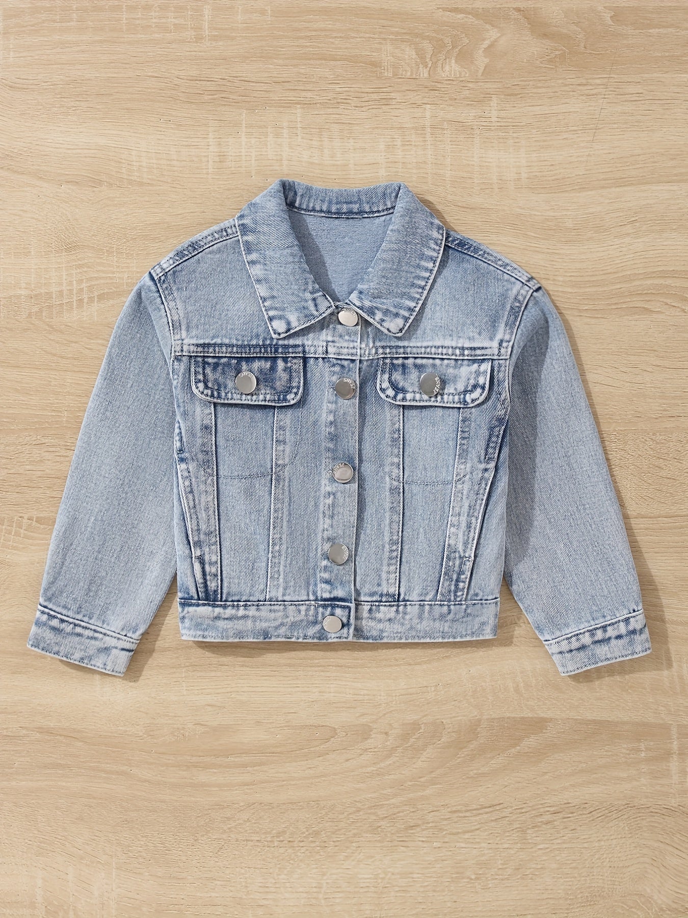 Girls' Denim Button Down Jacket, Collared, All Seasons