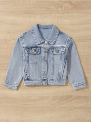 Girls' Denim Button Down Jacket, Collared, All Seasons