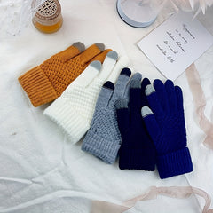 Adult Winter Knitted Gloves Unisex Warm Short Gloves for Women & Men
