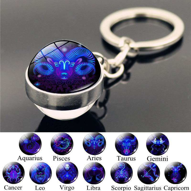 Zodiac Constellation Keychain - Personalized Astrological Sign Gift