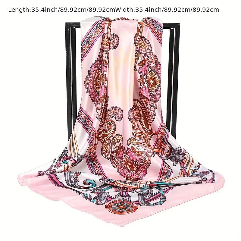 Vintage Paisley Print Scarf Silk Square Shawl Classic Head Wrap