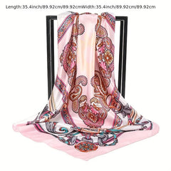 Vintage Paisley Print Scarf Silk Square Shawl Classic Head Wrap