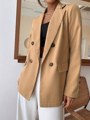 Double Breasted Lapel Blazer Long Sleeve Outerwear