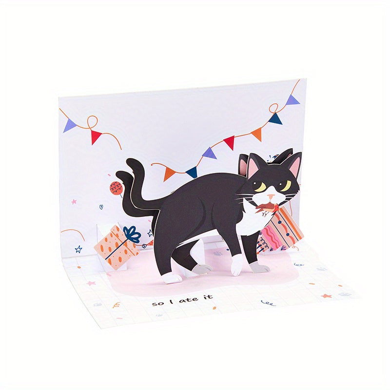 Funny Cat Birthday Card Pop Up Greeting Card For Friends Parents Siblings