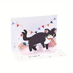 Funny Cat Birthday Card Pop Up Greeting Card For Friends Parents Siblings