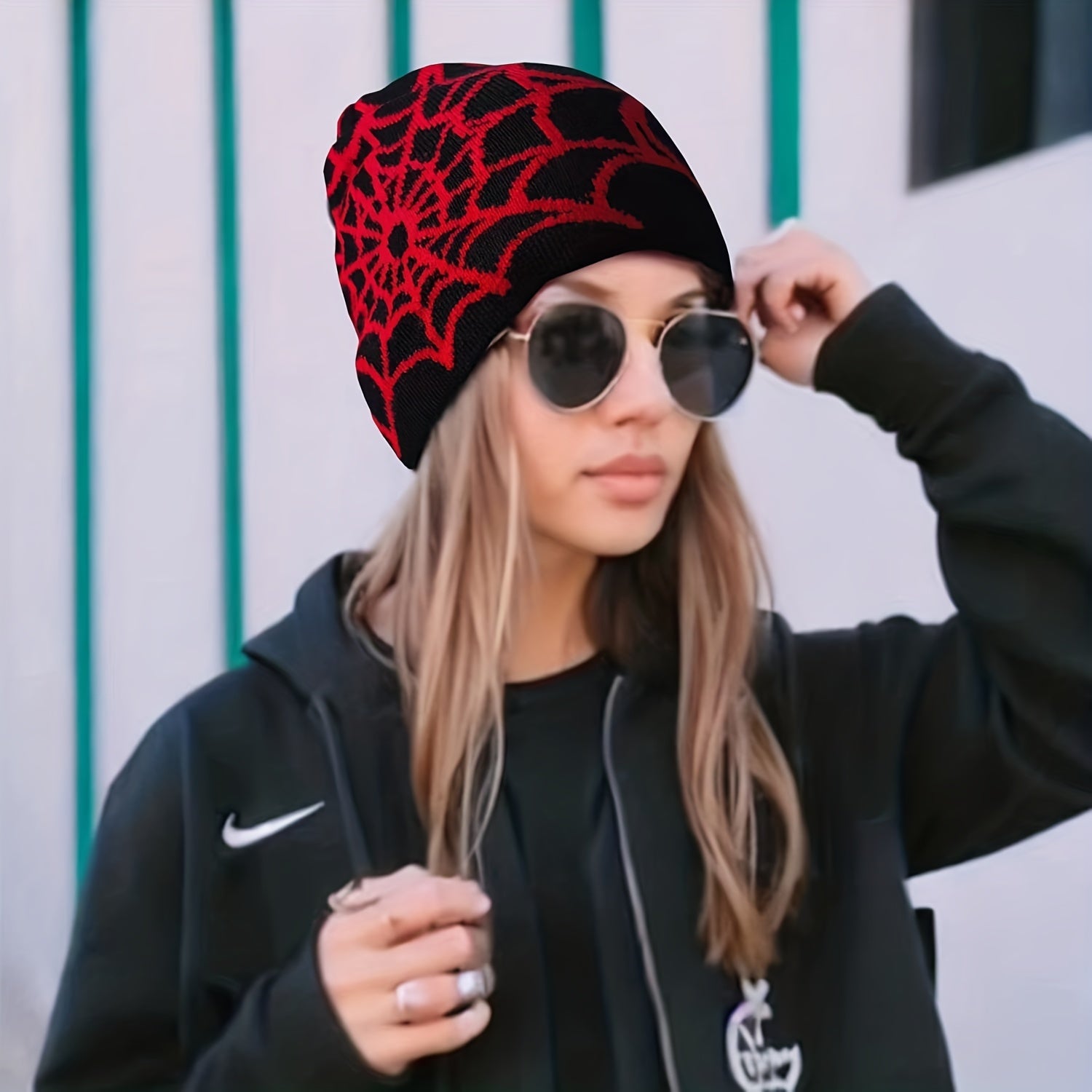 Gothic Spider Web Beanie Hip Hop Unisex Skull Cap Elastic Warm Knit Hat Y2K