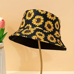 Sun Flower Fisherman Hat Printed Casual Bucket Hat Women Outdoor