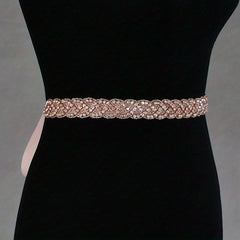 Princess Rhinestone Waist Belt for Girls - Pink Bridal Sash