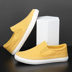 Men's Canvas Breathable Skate Shoes Casual Loafers Yellow